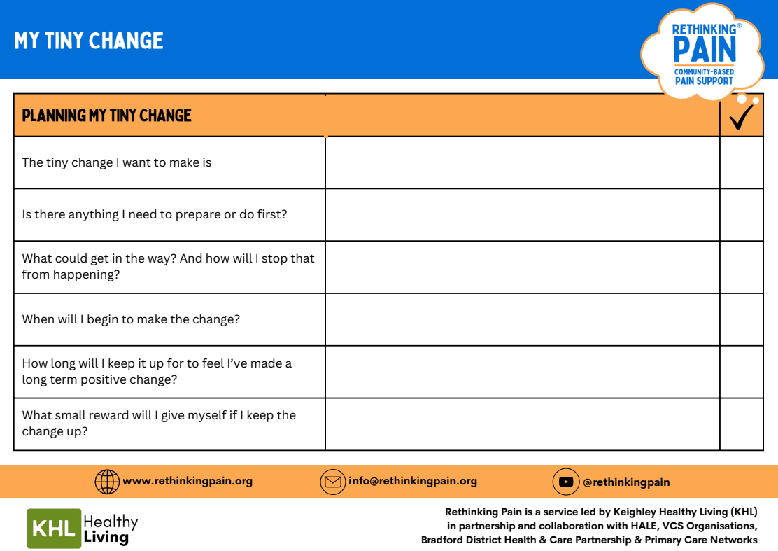 My Tiny Change Worksheet